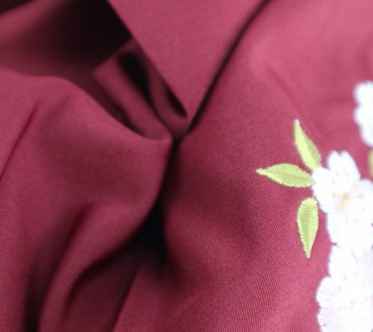 卒業式袴単品レンタル[刺繍]エンジ色に桜刺繍[身長153-157cm]No.804